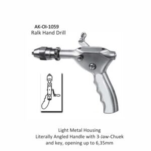 Ralk Hand Drill Light Metal Housing Literally Angled Handle with 3-Jaw-Chuek and key